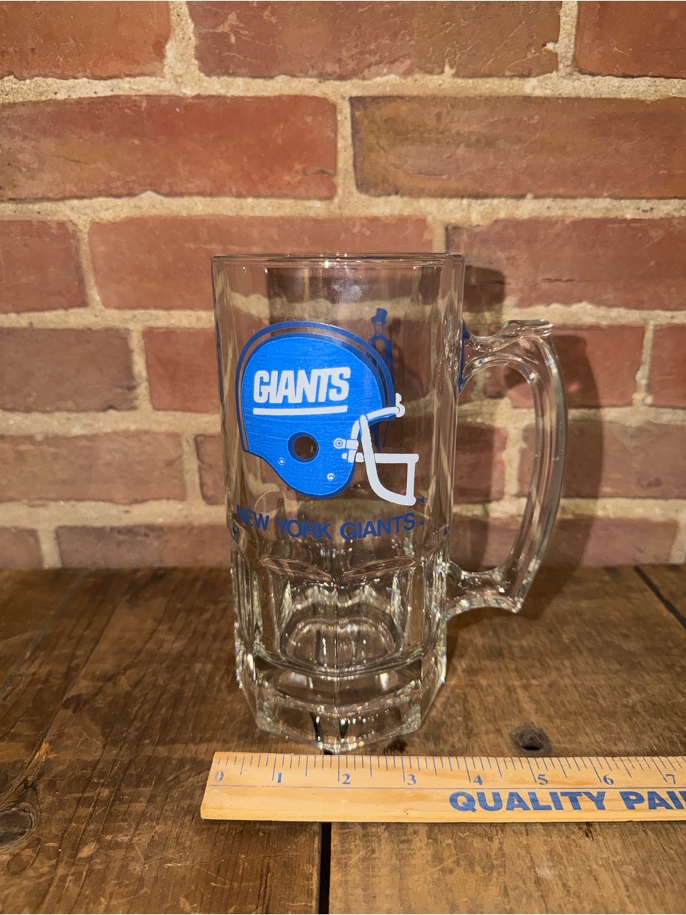 New York Giants 1990 Slim Jim 32 oz Collector's Edition Glass Handled Mug Stein